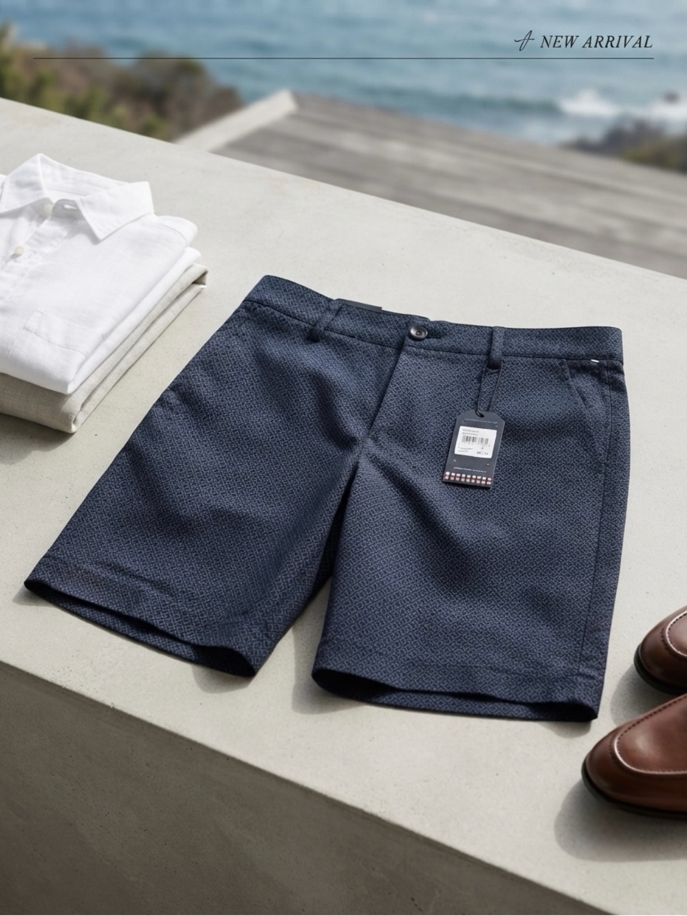 Ben Sherman Black Micro-Pattern Flat Front Shorts